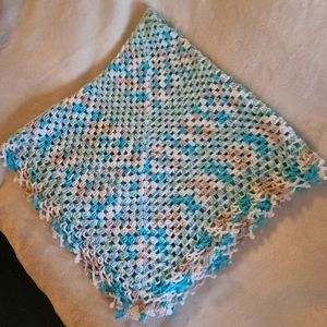 Knitted baby blanket. Handmade, light colors, great for boys and girls.